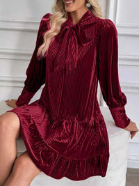 Velvet Tie Front Tiered Mini Dress 100100994495878 52 Affordable Fashion Under $100 Jerry's Apparel 