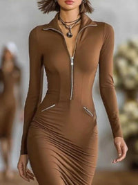 Full Size Zip-Front Bodycon Midi Dress Plus Size 101001488194911 56 Affordable Fashion Under $100 Jerry's Apparel 