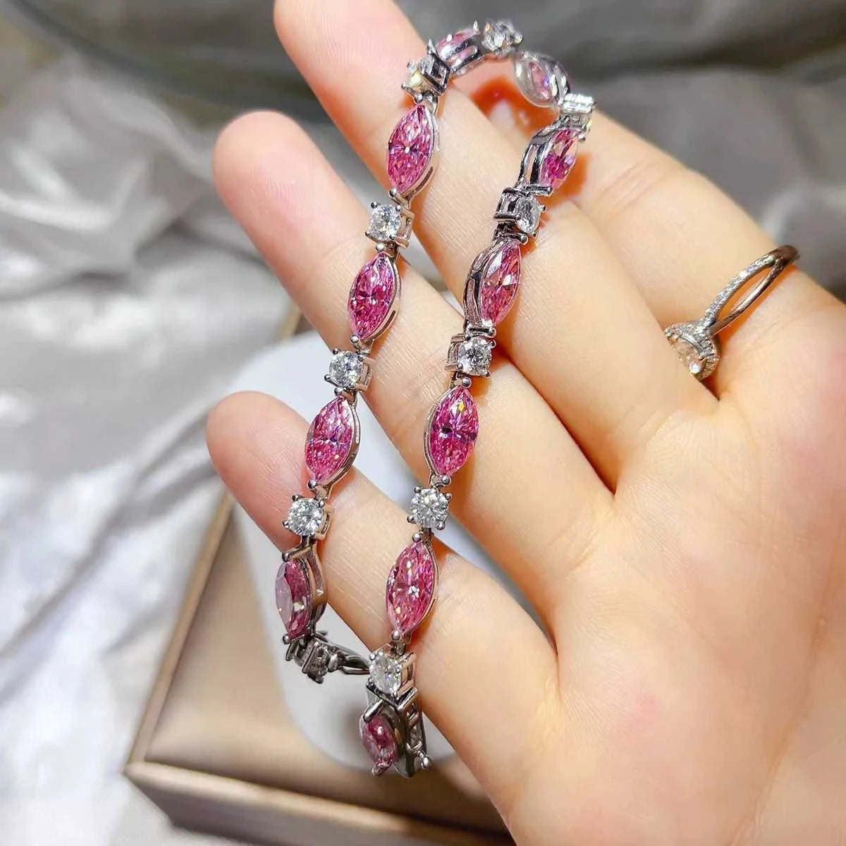 925 Sterling Silver Moissanite Bracelet 100500546311810 407 Jerry's Apparel 