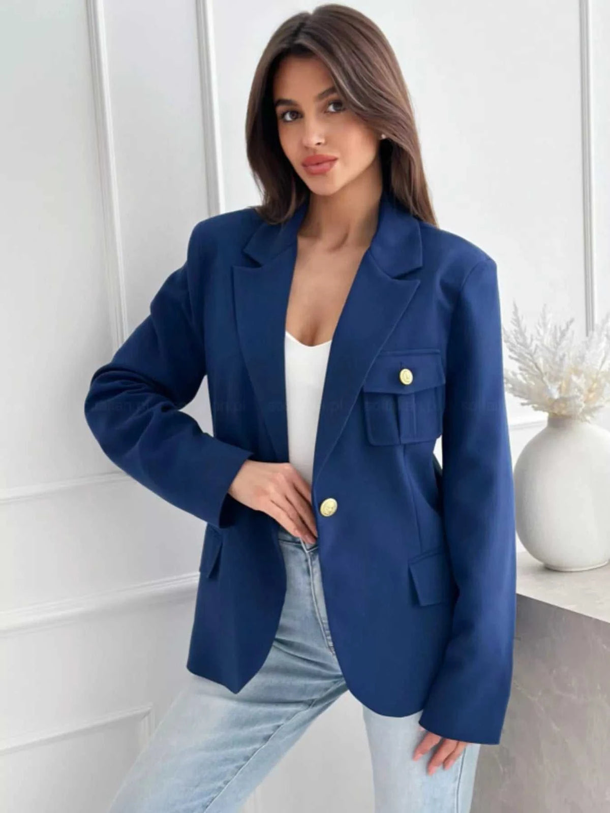 Lapel Collar One Button Blazer 100100419789798 42 Affordable Fashion Under $100 Jerry's Apparel 