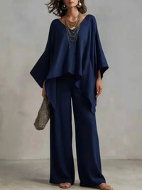 Full Size V-Neck Batwing Sleeve Top and Wide-Leg Pants Two-Piece Set Plus Size 101001622126795 46 Affordable Fashion Under $100 Jerry's Apparel 