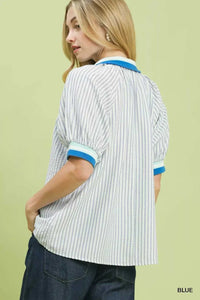 Umgee Botanical Print Puff Short Sleeve Blouse 100100515521814 55 Affordable Fashion Under $100 Jerry's Apparel 