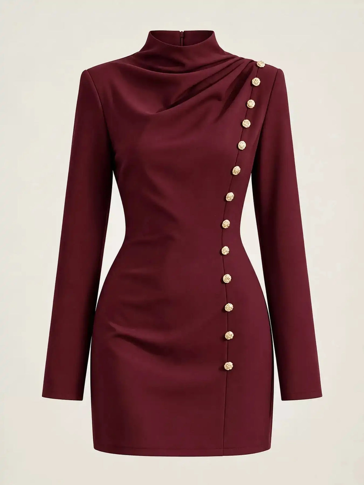 Full Size Decorative Button Mock Neck Mini Dress Plus Size 101001375300940 43 Affordable Fashion Under $100 Jerry's Apparel 
