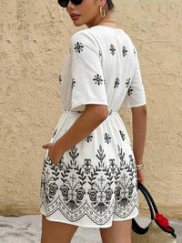 Printed Surplice Half Sleeve Romper 100100885481777 32 Affordable Fashion Under $100 Jerry's Apparel 