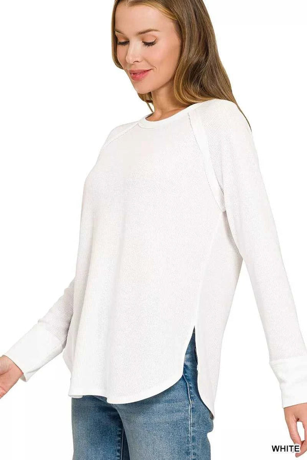 Zenana Baby Waffle Long Sleeve Top 100100250911570 21 Affordable Fashion Under $100 Jerry's Apparel 