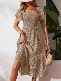 Floral Print Smocked Ruffle Sleeves Dress 100100039252836 42 Affordable Fashion Under $100 Jerry's Apparel 