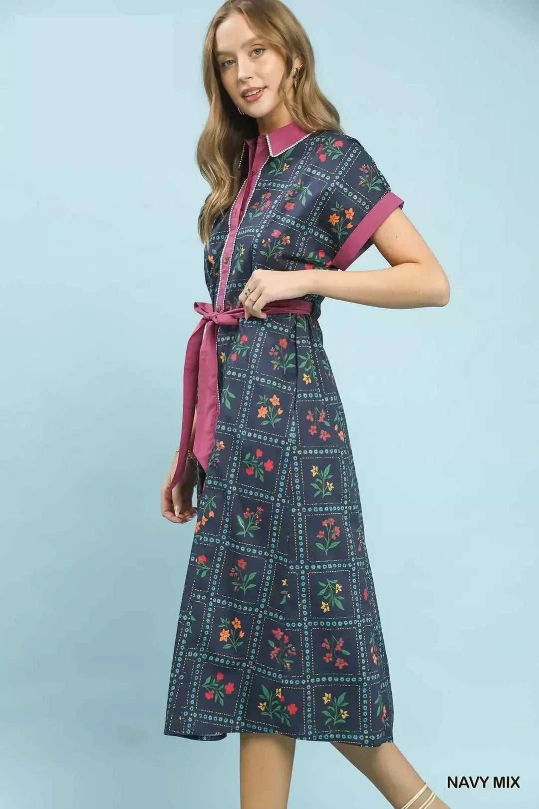 Umgee Mix Floral Button-Front Midi Dress 100100418991271 62 Affordable Fashion Under $100 Jerry's Apparel 