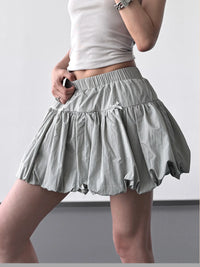 Bubble Hem Elastic Waist Mini Skirt