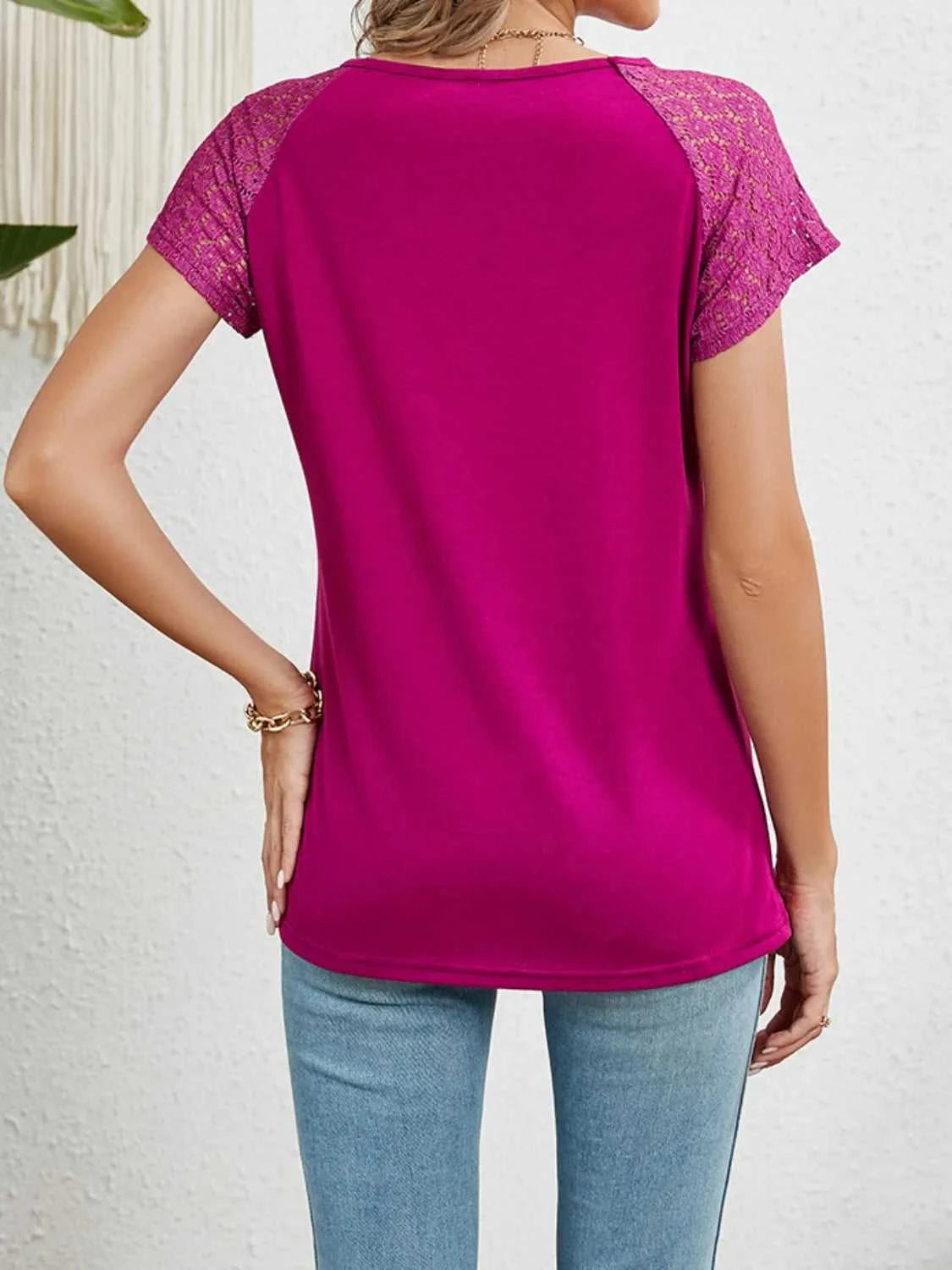 Round Neck Lace Short Sleeve Top 100100218637134 24 Affordable Fashion Under $100 Jerry's Apparel 