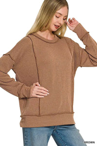 Zenana Corded Rib Long Sleeve Round Neck Top 100100598621089 23 Affordable Fashion Under $100 Jerry's Apparel 