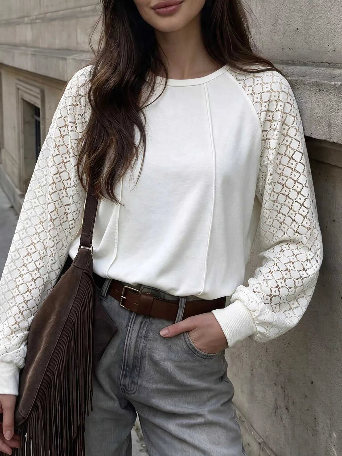 Lace Raglan Sleeve Sweatshirt 101001842976491 38 Affordable Fashion Under $100 Jerry's Apparel 