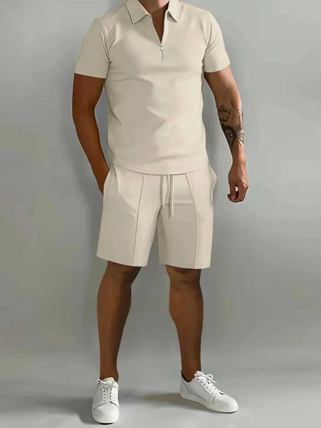 Men's Full Size Collared Neck Short Sleeve Top and Shorts Set Plus Size 100400205310003 33 Affordable Fashion Under $100 Jerry's Apparel 