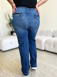 Full Size High Waist Straight Cargo Jeans