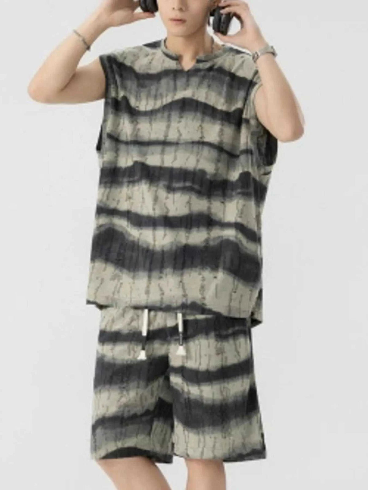 Men's Plus Size Striped Tank and Shorts Set 100400448643222 56 Affordable Fashion Under $100 Jerry's Apparel 