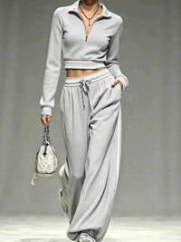 Full Size Half Zip Cropped Top and Pants Set Plus Size 101001454069686 52 Affordable Fashion Under $100 Jerry's Apparel 