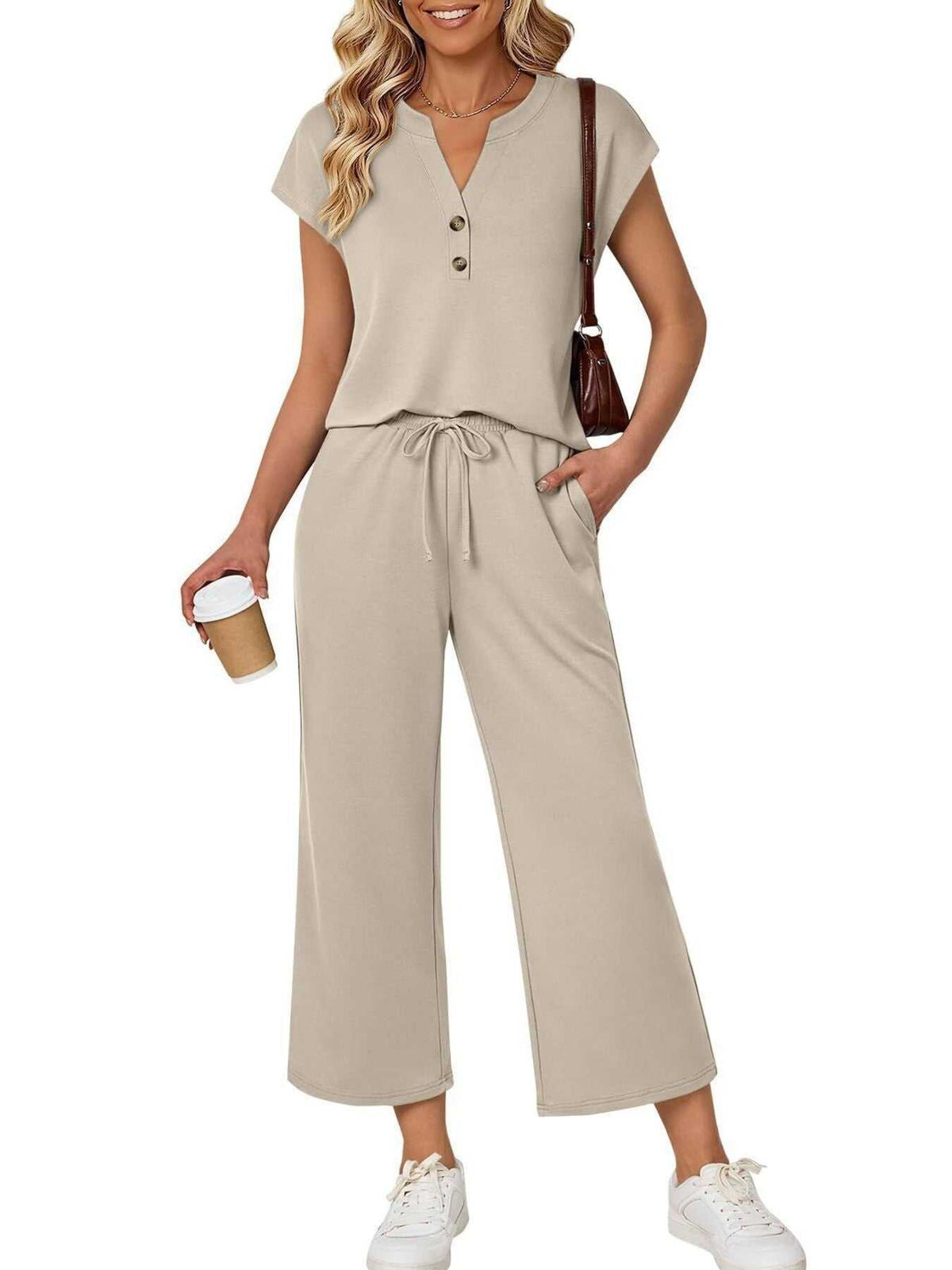 Notched Short Sleeve Top and Pants Set 100100127376521 46 Affordable Fashion Under $100 Jerry's Apparel 