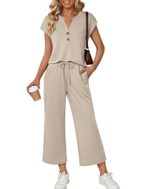 Notched Short Sleeve Top and Pants Set 100100127376521 46 Affordable Fashion Under $100 Jerry's Apparel 