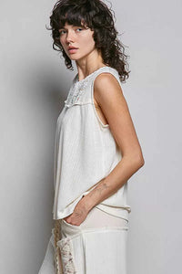 POL Lace Detail Floral Double Gauze Patch Sleeveless Top 100100847351879 57 Affordable Fashion Under $100 Jerry's Apparel 