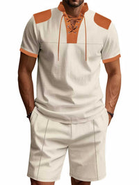 Men's Full Size Lace-Up Collar Casual Top and Shorts Set Plus Size 100400716849911 39 Affordable Fashion Under $100 Jerry's Apparel 