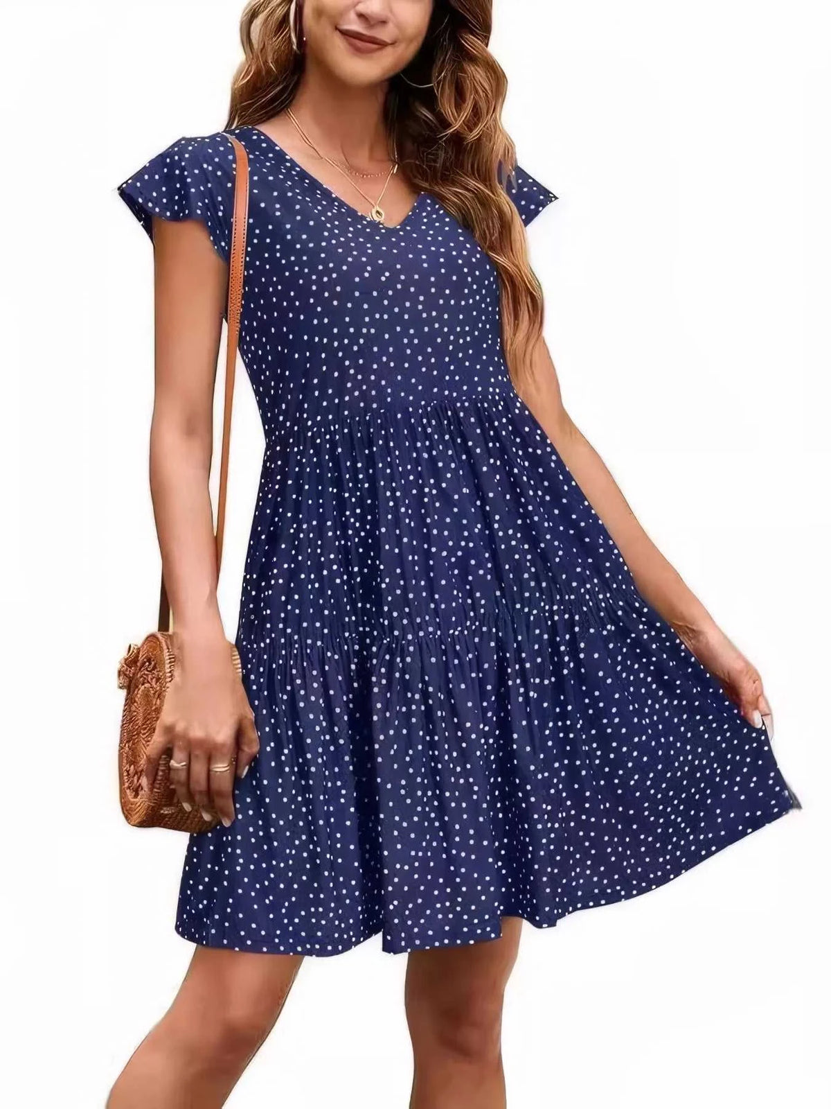 Polka Dot Ruffle Sleeve V-Neck Mini Dress 100100694461442 32 Affordable Fashion Under $100 Jerry's Apparel 
