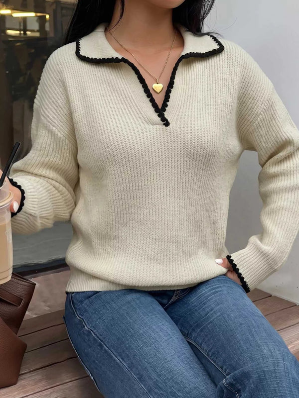 Contrast Trim Dropped Shoulder Sweater 101002065608015 52 Affordable Fashion Under $100 Jerry's Apparel 