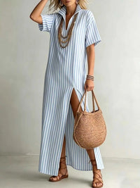 Full Size Striped Maxi Dress with Side Slit Plus SIze 100100680865570 32 Affordable Fashion Under $100 Jerry's Apparel 