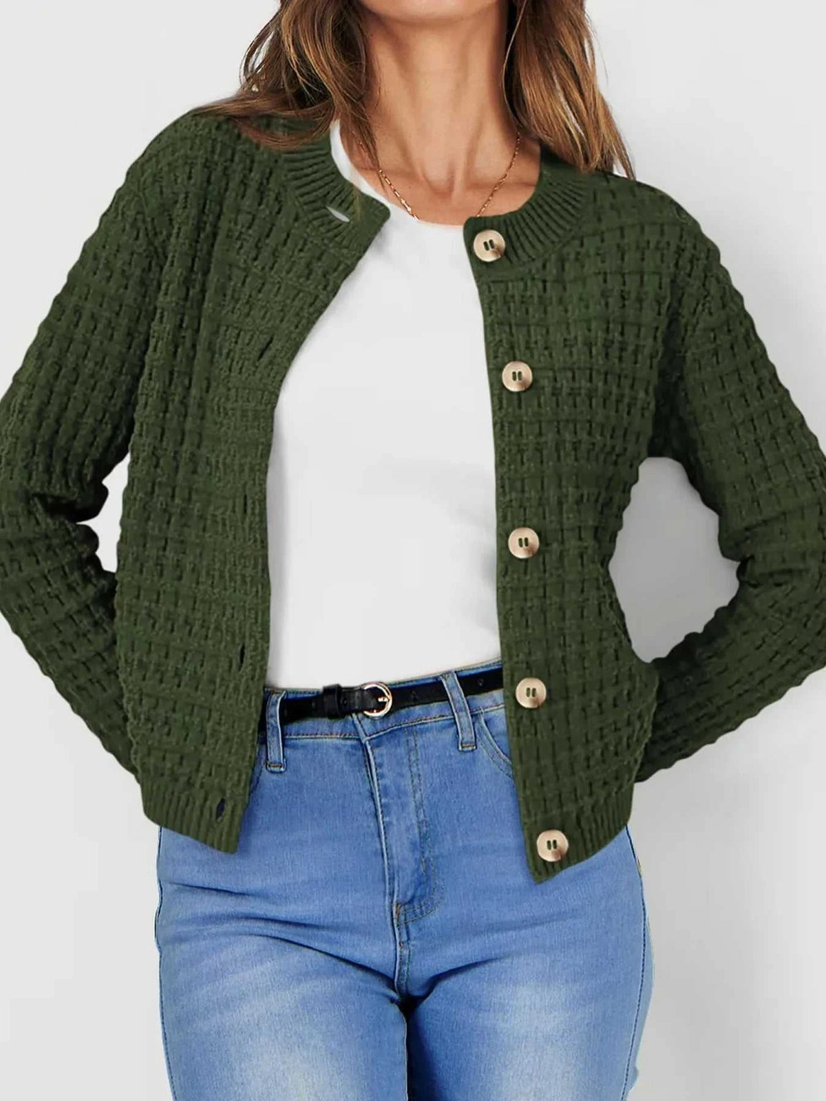Textured Knit Button-Front Cardigan 100100626365347 44 Affordable Fashion Under $100 Jerry's Apparel 
