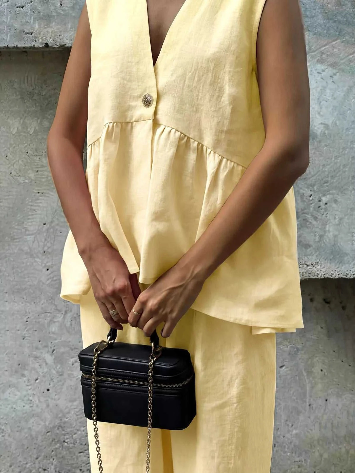 One Button Sleeveless Top and Pants Set 100100018954873 44 Affordable Fashion Under $100 Jerry's Apparel 