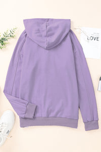 Lace-Up Dropped Shoulder Hoodie