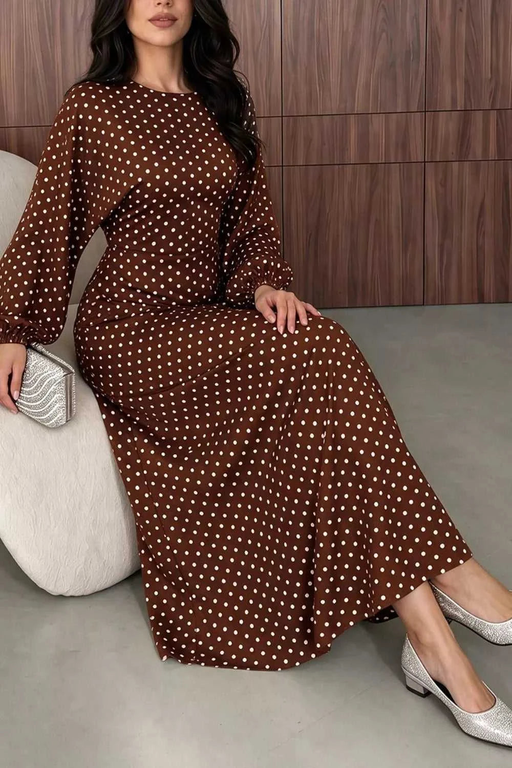 Polka Dot Long Sleeve Maxi Dress 101001469171625 35 Affordable Fashion Under $100 Jerry's Apparel 