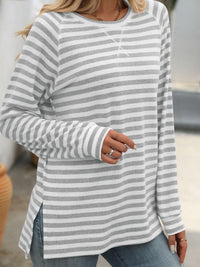 Striped Round Neck Long Sleeve T-Shirt