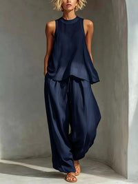 Full Size Sheer Sleeveless Top and Wide-Leg Pants Set Plus Size 101001098258416 52 Affordable Fashion Under $100 Jerry's Apparel 