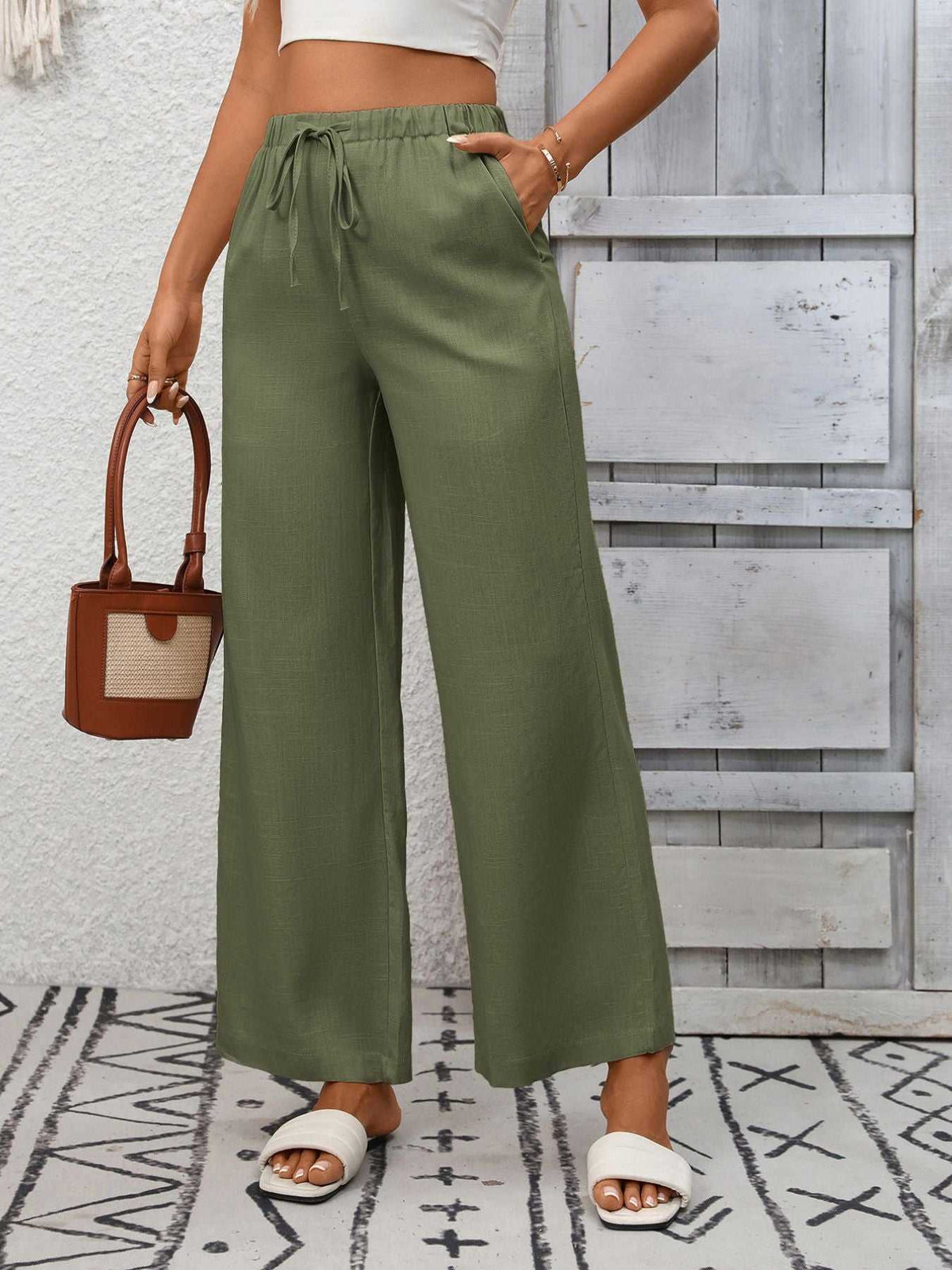 Drawstring High Waist Wide Leg Pants 100100990618349 39 Affordable Fashion Under $100 Jerry's Apparel 