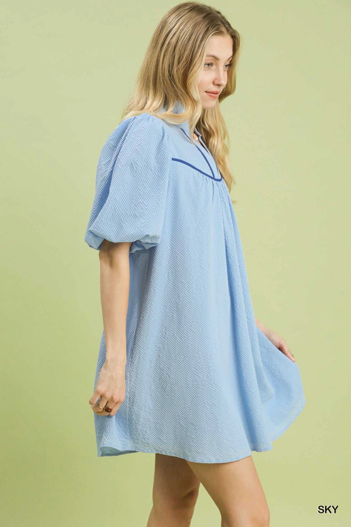 Umgee Seersucker Puff Sleeve Dress 100100676311022 51 Affordable Fashion Under $100 Jerry's Apparel 
