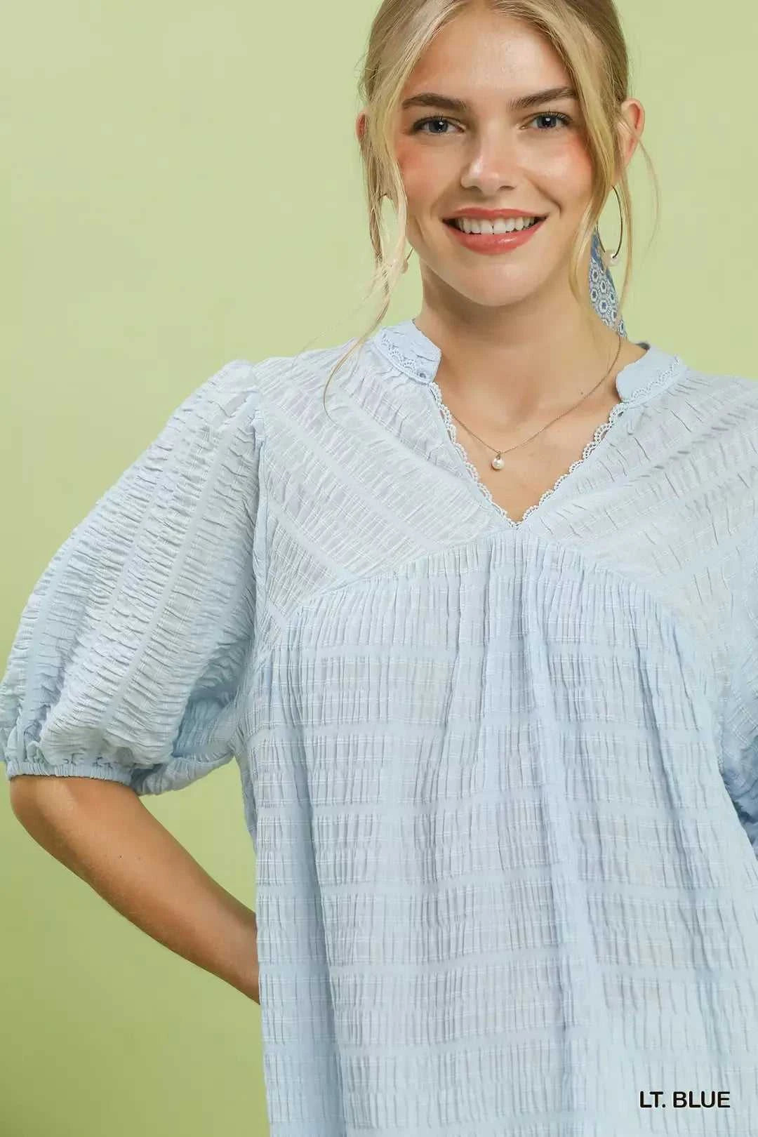 Umgee Textured Puff Sleeve Blouse 100100415851986 49 Affordable Fashion Under $100 Jerry's Apparel 