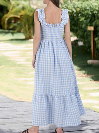 Ruffled Sleeveless Gingham Midi Dress 100100350034223 45 Affordable Fashion Under $100 Jerry's Apparel 