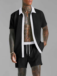 Men's Full Size Collared Neck Short Sleeve Top and Shorts Set Plus Size 100400325473808 40 Affordable Fashion Under $100 Jerry's Apparel 