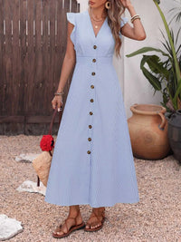 Ruffle Sleeve Button Front Midi Dress 100100781740185 42 Affordable Fashion Under $100 Jerry's Apparel 