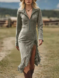 Full Size Fringe Hem Zip Front Bodycon Dress Plus Size 100100995904931 49 Affordable Fashion Under $100 Jerry's Apparel 
