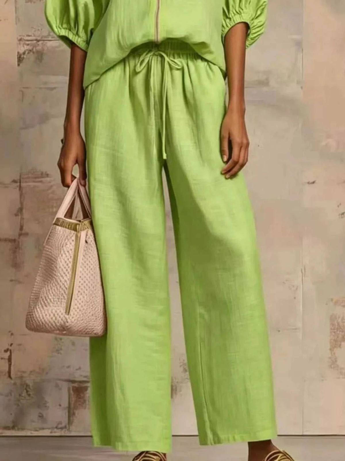 Full Size Zip-Front Top and Wide-Leg Pants Set Plus Size 101001746488777 43 Affordable Fashion Under $100 Jerry's Apparel 
