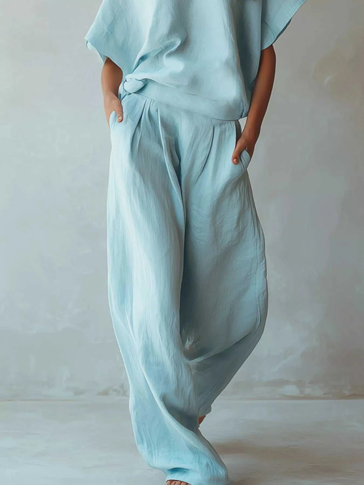 Full Size Solid Color Top and Wide-Leg Pants Set Plus Size 101001963770121 46 Affordable Fashion Under $100 Jerry's Apparel 