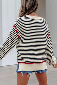Stripe Ribbed Trim Drop Shoulder Oversized Sweater 100100407322838 55 Affordable Fashion Under $100 Jerry's Apparel 