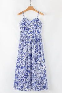 Floral Print Spaghetti Strap High Waist Dress
