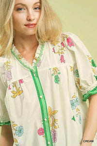 Umgee Petal Parade Print Button-Down Blouse 100100600381695 49 Affordable Fashion Under $100 Jerry's Apparel 