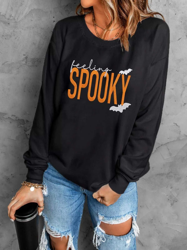 Feeling Spooky Halloween Embroidered Sweatshirt 100100156563905 49 Affordable Fashion Under $100 Jerry's Apparel 