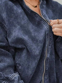 Vintage Washed Zip Up Hooded Denim Jacket 101003931573383 64 Affordable Fashion Under $100 Jerry's Apparel 