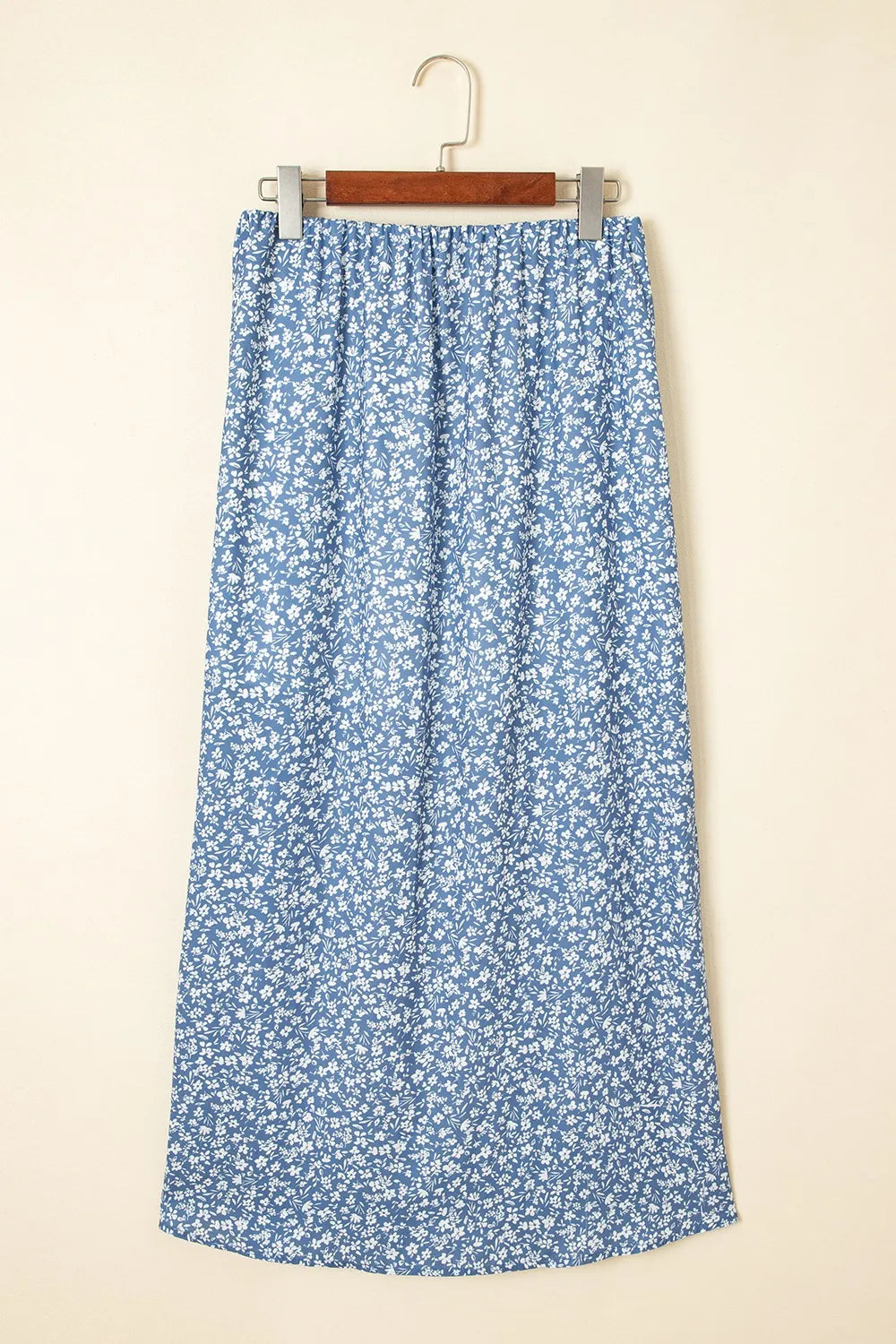 Boho Floral High Waist Skirt with Side Split