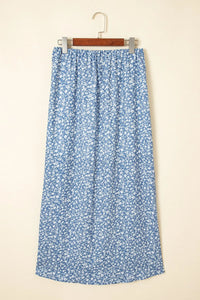 Boho Floral High Waist Skirt with Side Split
