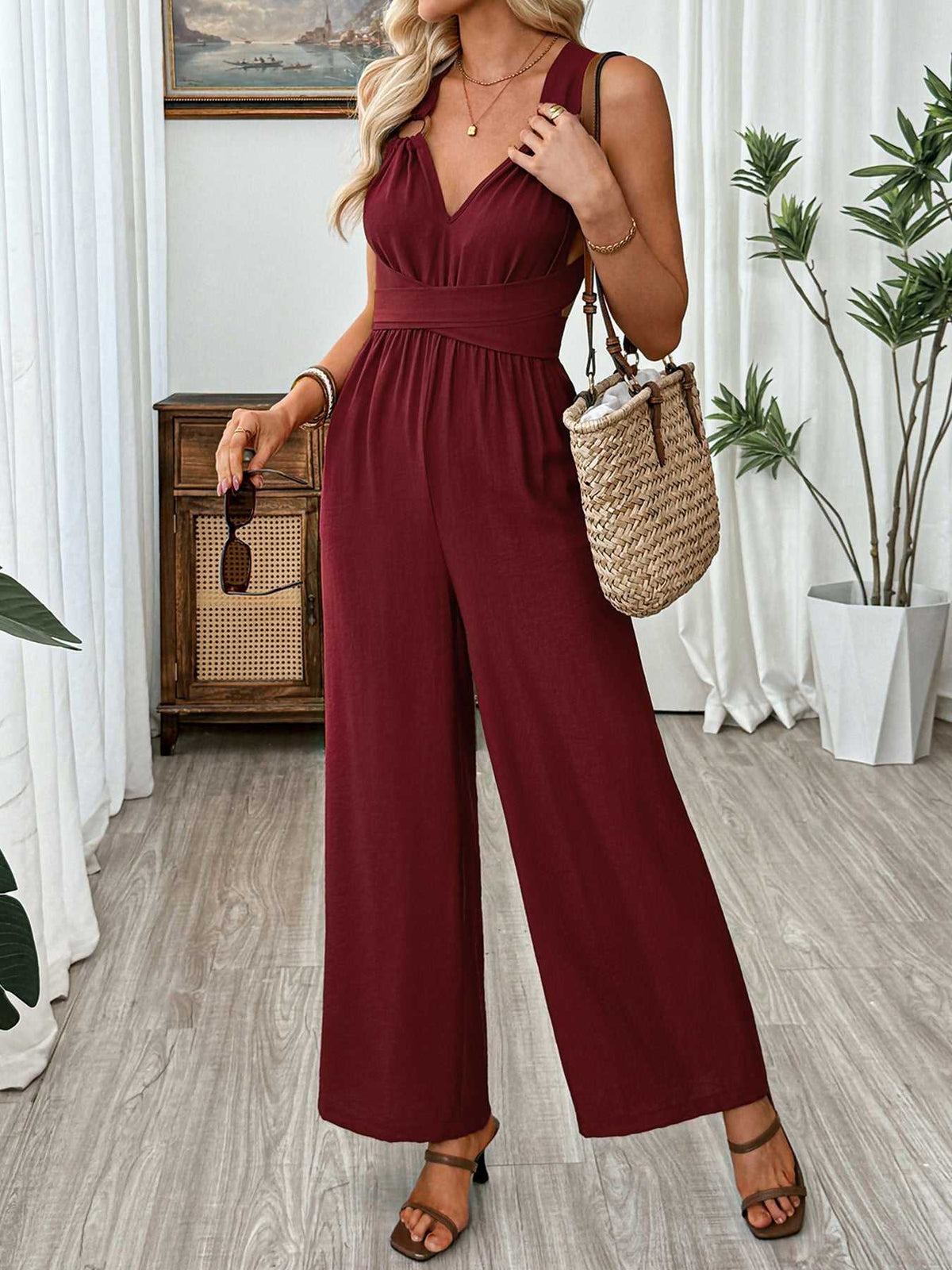 V-Neck Sleeveless Wide Leg Jumpsuit 100100445158382 36 Affordable Fashion Under $100 Jerry's Apparel 