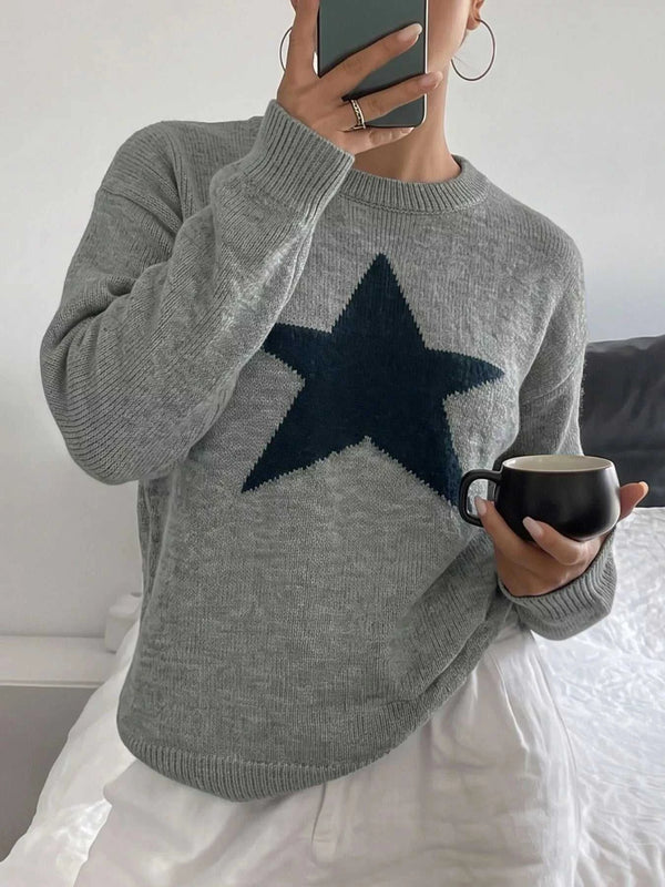 Star-Patterned Dropped Shoulder Sweater 101002020451783 54 Affordable Fashion Under $100 Jerry's Apparel 